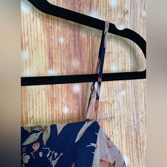 Lulus Reflection High Low Dress Size Medium Navy Floral - Picture 9 of 11